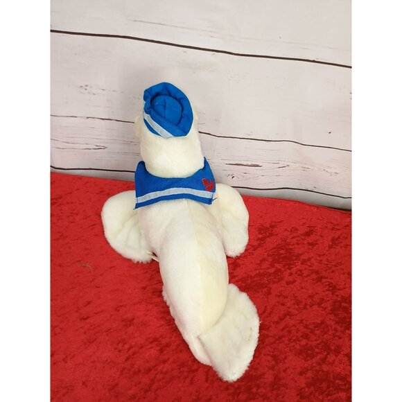 Vintage Cloud 9 Toys White Seal Plush With Blue Sailor Outfit - Picture 2 of 7